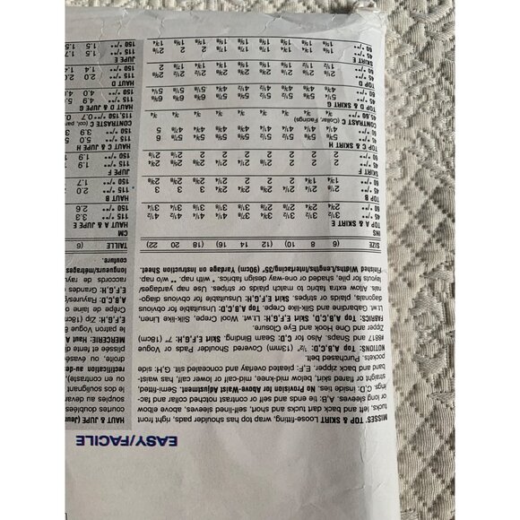 Vogue Misses Top Skirt Sewing Pattern 1311 Sz 12 - 16 - Uncut - Picture 8 of 9